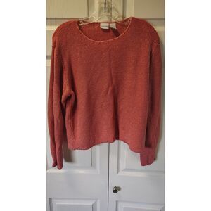 Cherokee Size XL Salmon Pink Chunky Cable Knit Sweater Crewneck Long Sleeve